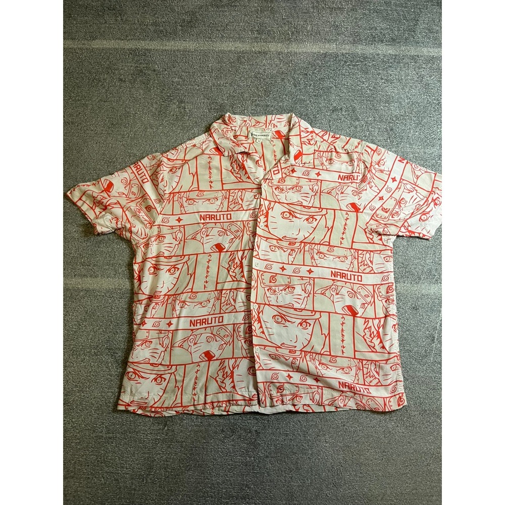 Free Authority Naruto Shippuden Manga Panel Rayon Hawaiian Shirt Mens Large Red